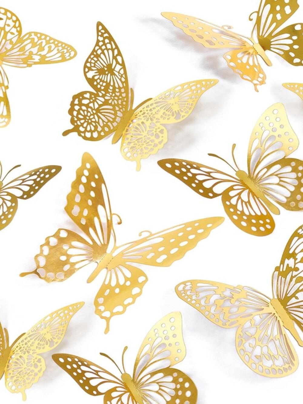 3D Butterfly Wall Decor 48 Pcs Gold Butterfly Birthday Decorations